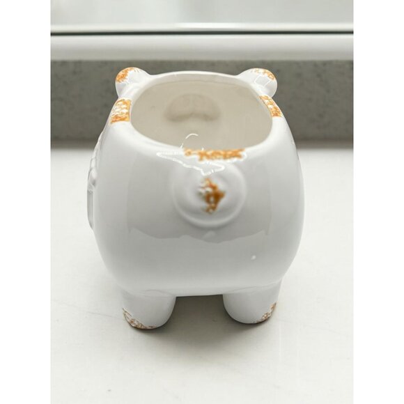 Vintage Ceramic Pig Planter With OINK Text - White & Distressed Orange - Picture 11 of 12